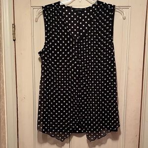 Elegant Black and White Polka Dot Sleeveless Blouse